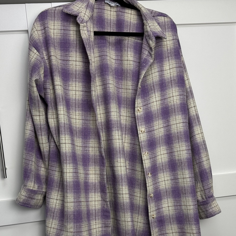 Polagram Purple and Cream Plaid Button Down Shirt